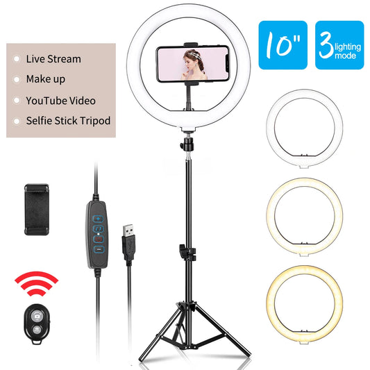 10inch LED Ring Light Photography Selfie Ring