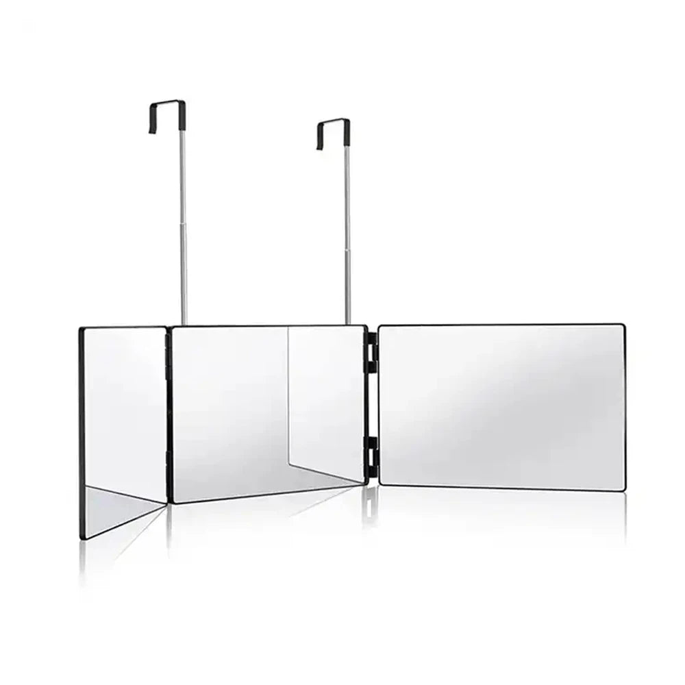 White Retractable Adjustable Hanging Three Mirrors